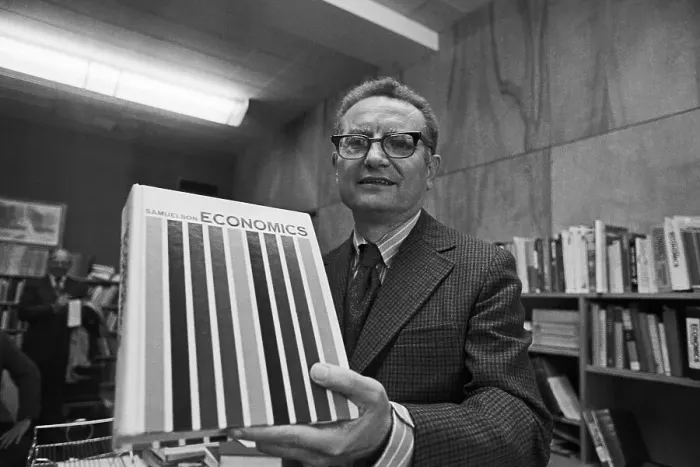 Framed Print : Paul Samuelson with Textbook Framed Print : Paul Samuelson with Textbook