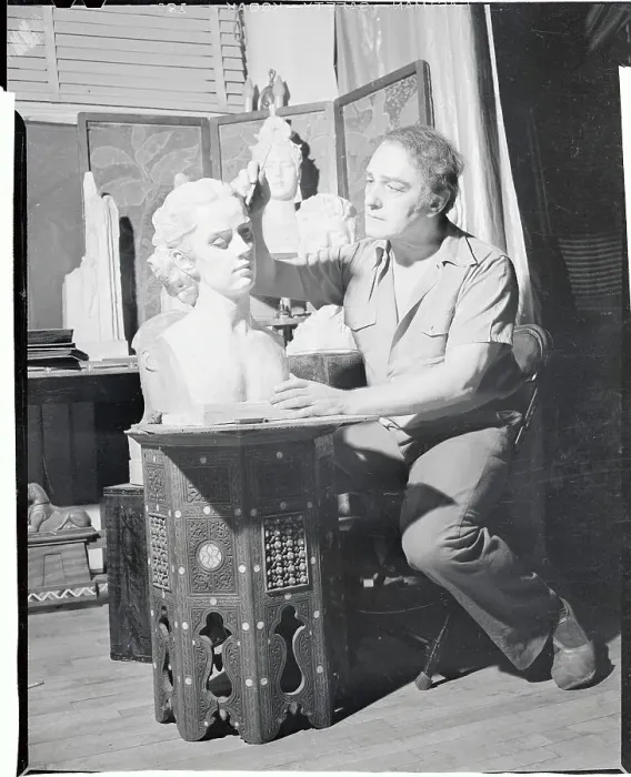 Framed Print : Paul Swan Working on Bust