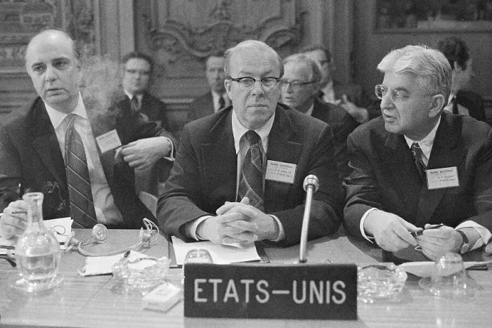 Framed Print : Paul Volcker Attending at Meeting with Colleagues