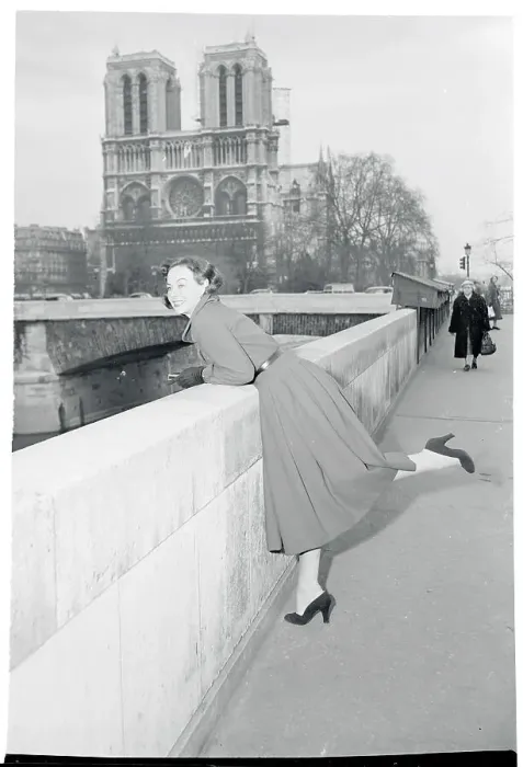 Framed Print : Paulette Goddard Looking at the Seine River Framed Print : Paulette Goddard Looking at the Seine River