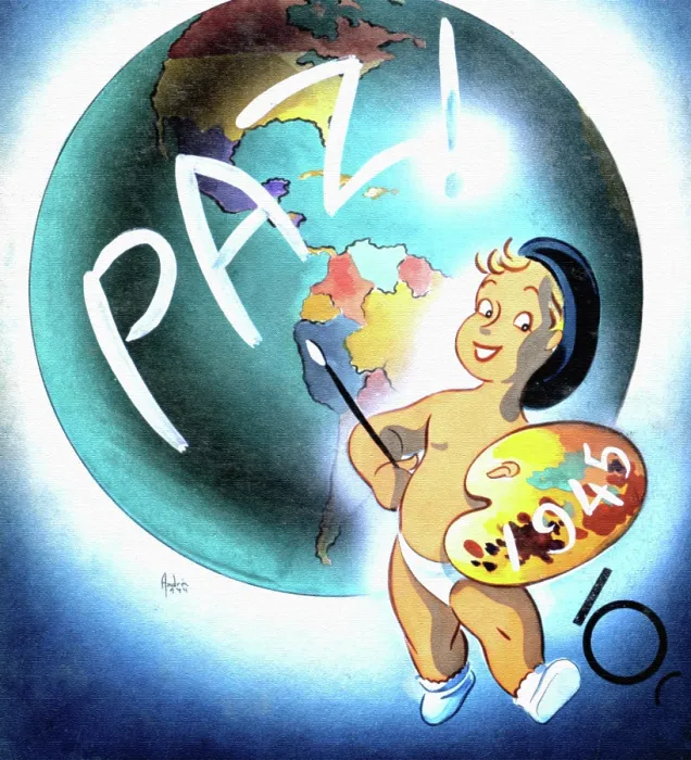 Framed Print : Paz! 1945. Cover to Carteles magazine by Andres Garcia Benitez (1916-1981) Framed Print : Paz! 1945. Cover to Carteles magazine by Andres Garcia Benitez (1916-1981)