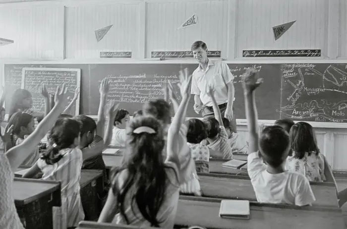 Framed Print : Peace Corps Teacher with His Philippine Classroom Framed Print : Peace Corps Teacher with His Philippine Classroom