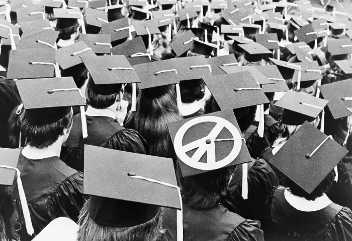 Framed Print : Peace Sign on Indiana Student's Mortarboard Framed Print : Peace Sign on Indiana Student's Mortarboard