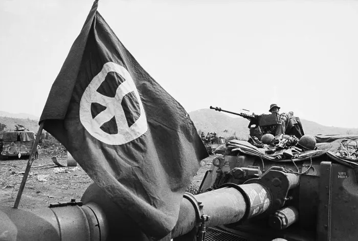 Framed Print : Peace Symbol Flying Atop Armored Vehicle Framed Print : Peace Symbol Flying Atop Armored Vehicle