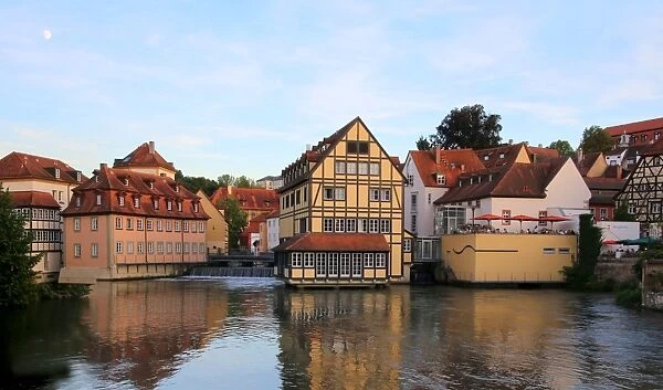 Peaceful scene in Bamberg on the Regnitz river, Germany