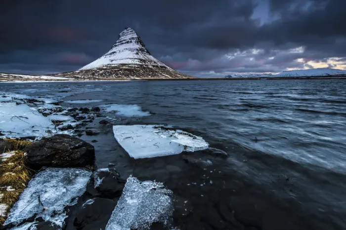 Framed Print : Peak of Kirkjufell with Kirkjufell river, Kirkjufell, Snaefellsnes peninsula, Iceland