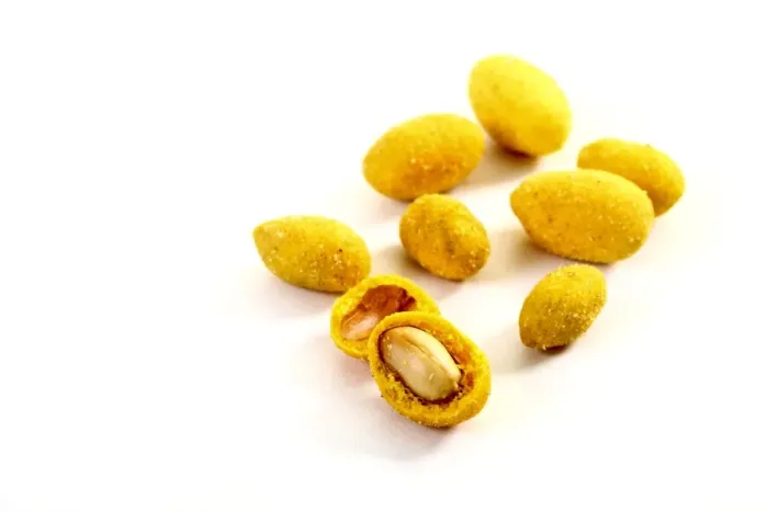 Framed Print : Peanuts in a curry flavoured coating Framed Print : Peanuts in a curry flavoured coating
