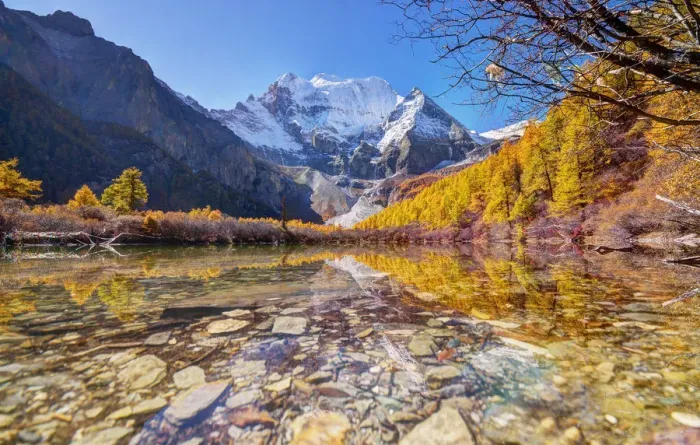 Framed Print : Pearl lake in yading