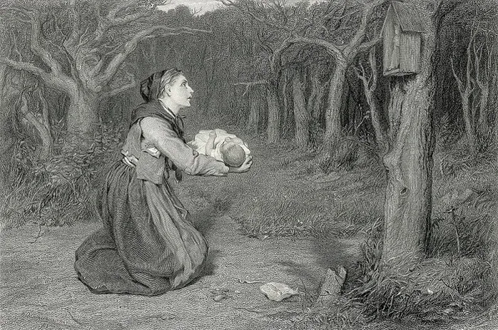 Framed Print : Peasant Woman Kneels at Forest Shrine Framed Print : Peasant Woman Kneels at Forest Shrine