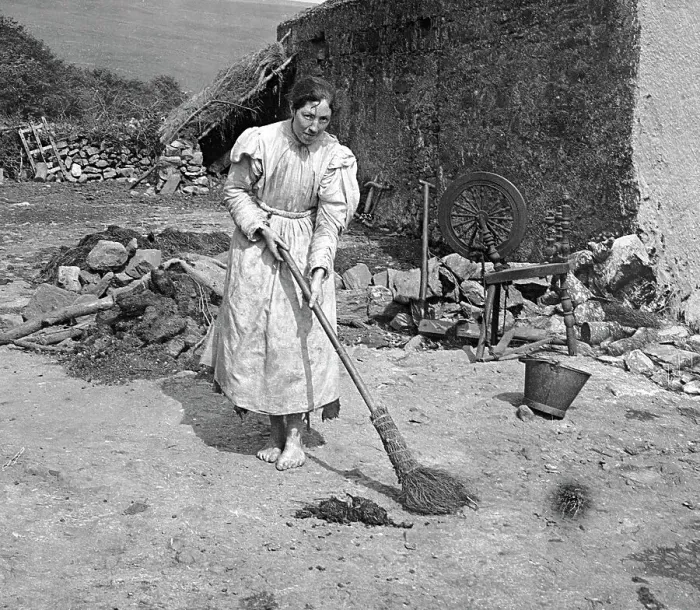 Framed Print : Peasant Woman Sweeping The Yard Framed Print : Peasant Woman Sweeping The Yard