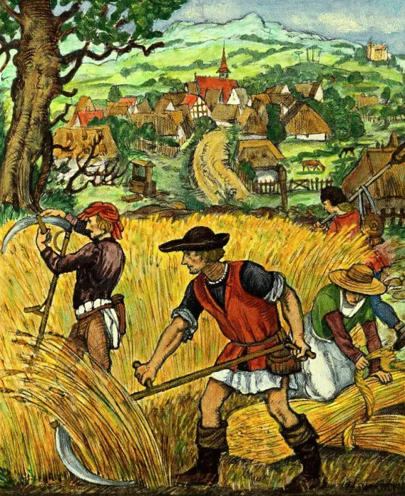 Framed Print : Peasants Harvesting Wheat Framed Print : Peasants Harvesting Wheat