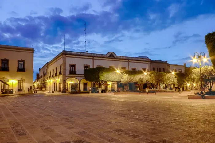 Framed Print : Pedestrian walkways of downtown Queretaro, Mexico at night Framed Print : Pedestrian walkways of downtown Queretaro, Mexico at night