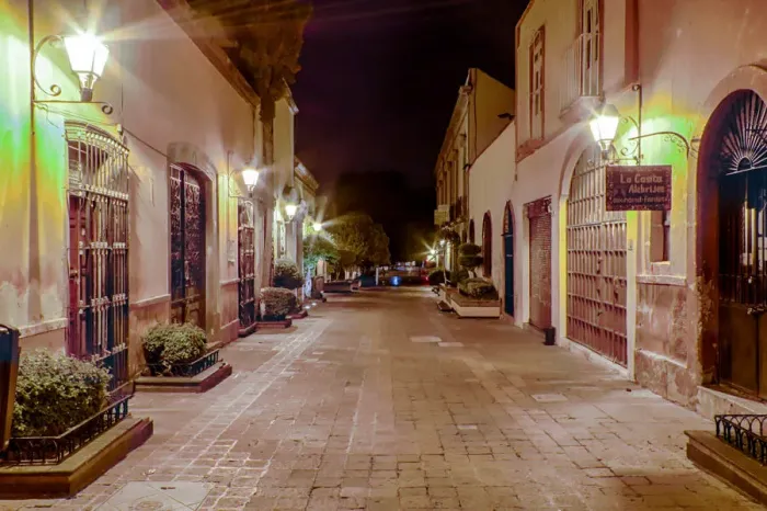Framed Print : Pedestrian walkways of downtown Queretaro, Mexico at night Framed Print : Pedestrian walkways of downtown Queretaro, Mexico at night