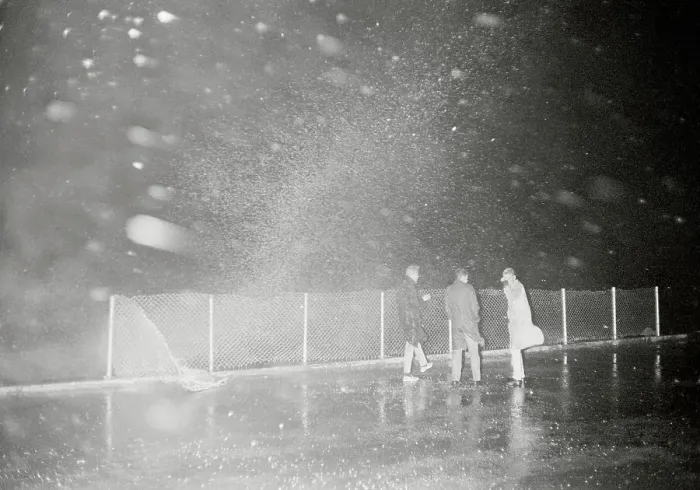 Framed Print : Pedestrians on Boardwalk During Hurricane Water Surge Framed Print : Pedestrians on Boardwalk During Hurricane Water Surge