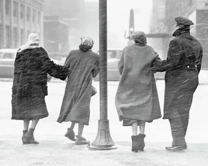 Framed Print : Pedestrians Caught in a Snowstorm Framed Print : Pedestrians Caught in a Snowstorm
