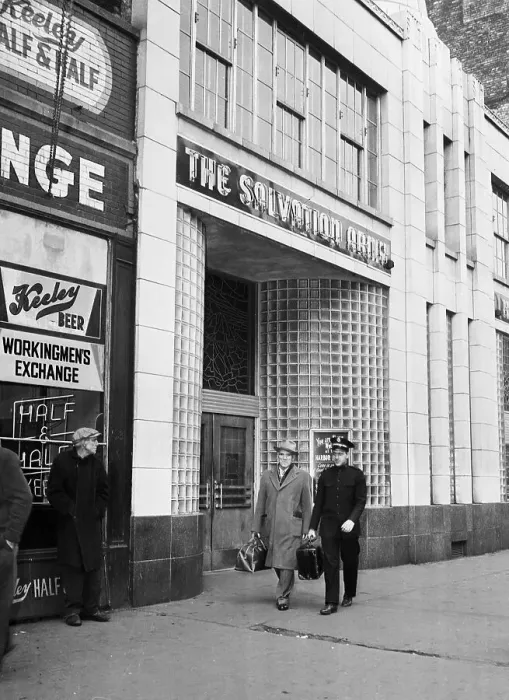 Framed Print : Pedestrians Passing by the Exterior of Salvation Army Framed Print : Pedestrians Passing by the Exterior of Salvation Army