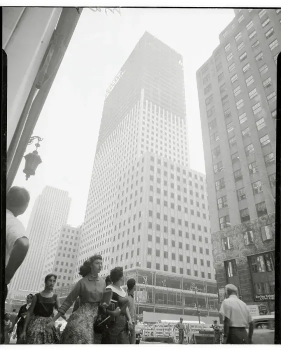 Framed Print : Pedestrians Strolling Pass Mobile Oil Building Area