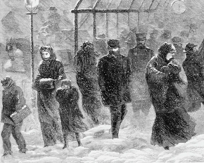 Framed Print : Pedestrians Walking in a Blizzard by Stanley Fox
