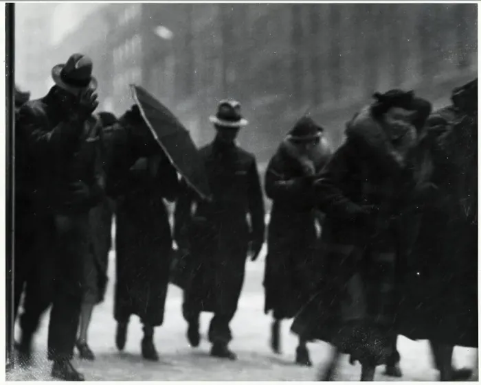 Framed Print : Pedestrians Walking on Windy Day Framed Print : Pedestrians Walking on Windy Day