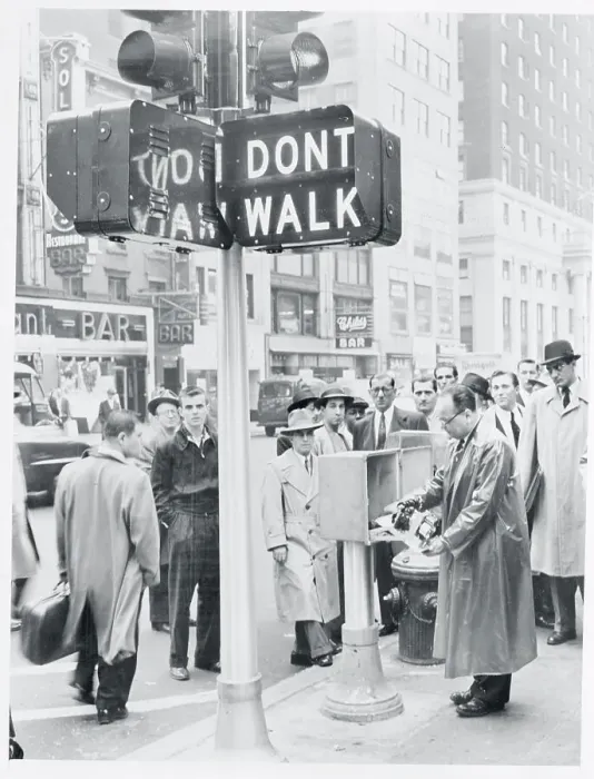 Framed Print : Pedestrians Watching Traffic Signal Activation
