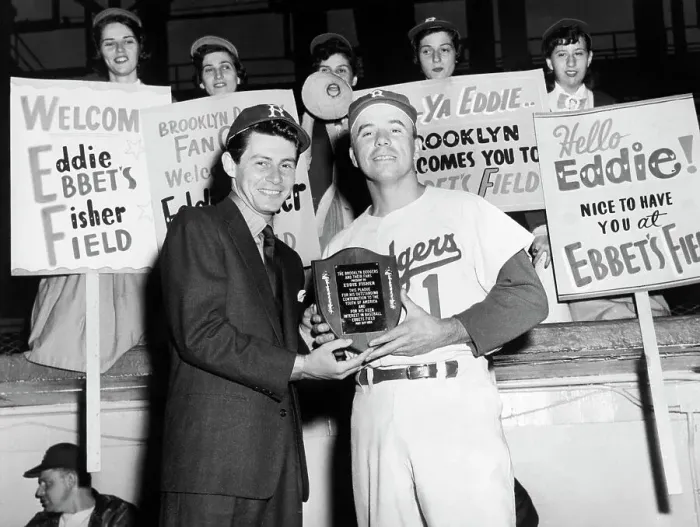 Framed Print : Pee Wee Reese Gives Eddie Fisher Award Framed Print : Pee Wee Reese Gives Eddie Fisher Award