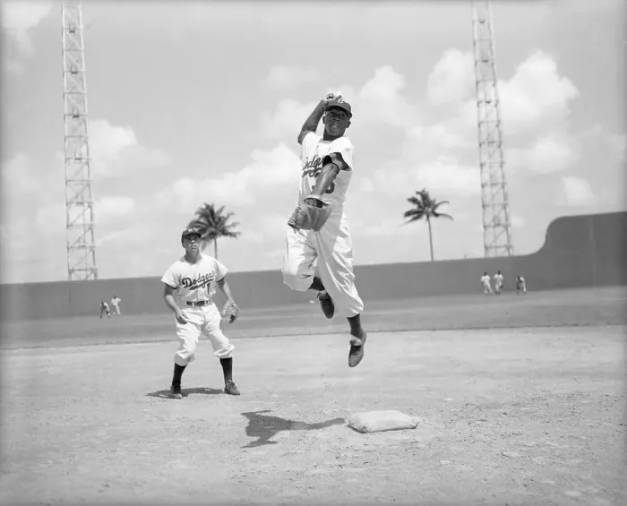 Framed Print : Pee Wee Reese and Jim Gilliam Turning Double Play Framed Print : Pee Wee Reese and Jim Gilliam Turning Double Play