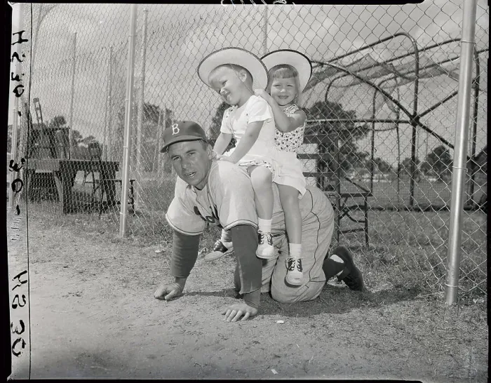 Framed Print : Pee Wee Reese W / Two Kids On His Back Framed Print : Pee Wee Reese W / Two Kids On His Back