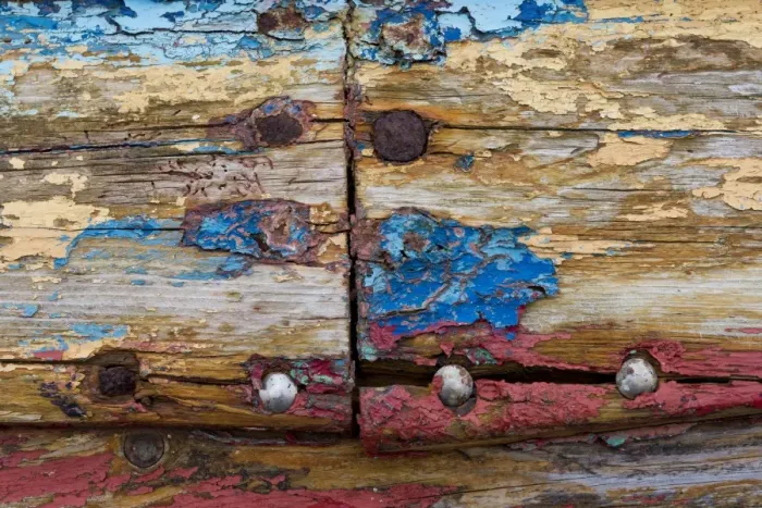 Framed Print : Peeling paint, rusty nails, Reykjanesskagi, Southern Peninsula or Reykjanes, Iceland