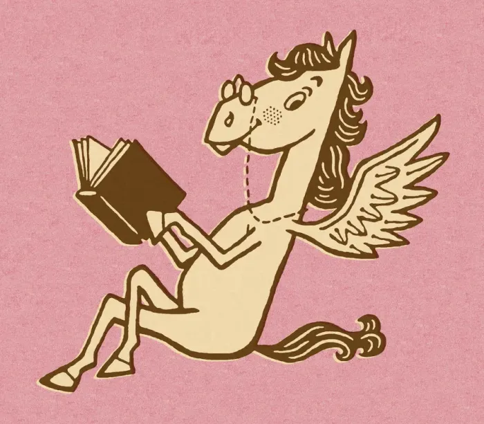 Framed Print : Pegasus Reading Book Framed Print : Pegasus Reading Book