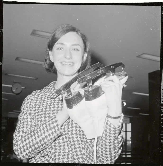 Framed Print : Peggy Fleming Holding Ice Skates Framed Print : Peggy Fleming Holding Ice Skates