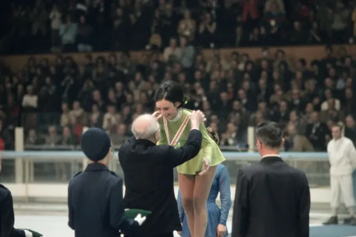 Framed Print : Peggy Fleming Receiving Gold Medal Framed Print : Peggy Fleming Receiving Gold Medal