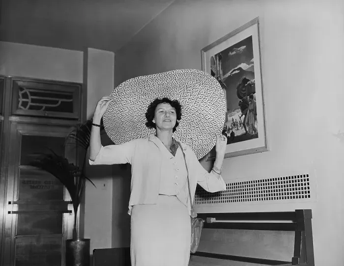 Framed Print : Peggy Guggenheim Wearing Large Brimmed Hat Framed Print : Peggy Guggenheim Wearing Large Brimmed Hat