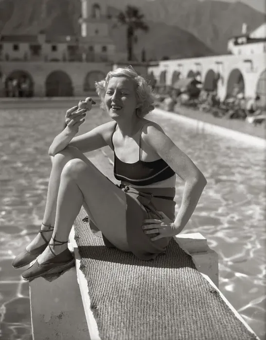 Framed Print : Peggy Hopkins Joyce Sitting on Diving Board