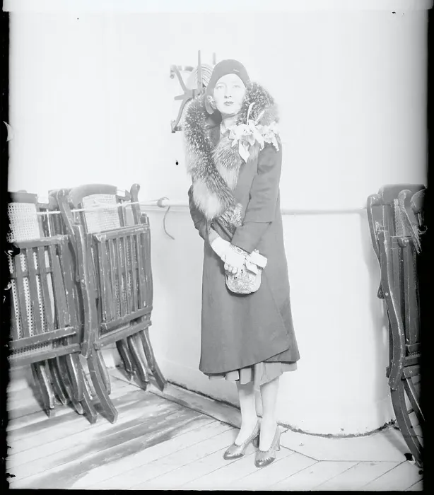 Framed Print : Peggy Joyce Standing on Deck of Ship Framed Print : Peggy Joyce Standing on Deck of Ship