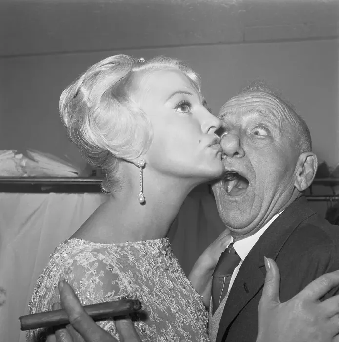 Framed Print : Peggy Lee Kissing Jimmy Durante on Nose Framed Print : Peggy Lee Kissing Jimmy Durante on Nose