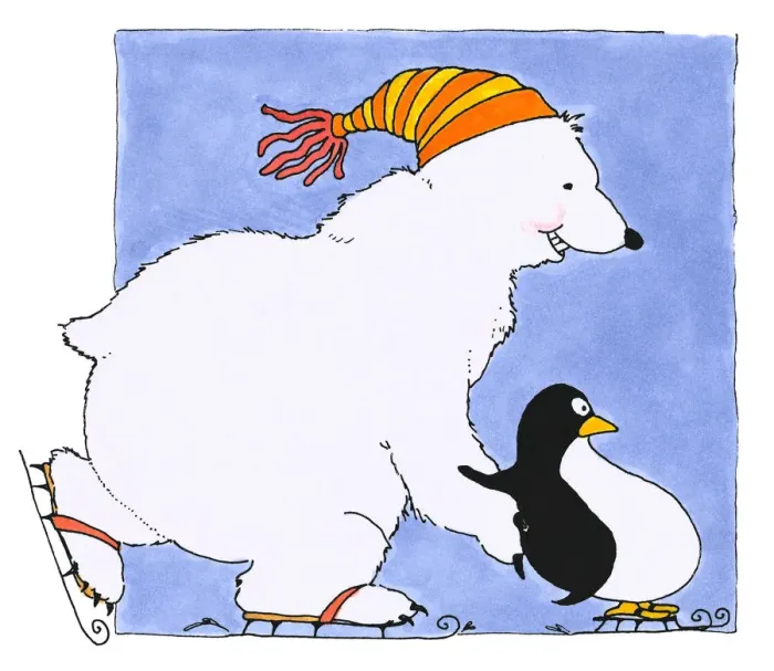 Framed Print : Penguins Skating Lesson