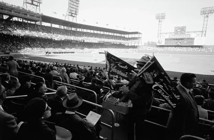 Framed Print : Pennant Vendor In Busch Stadium Stands Framed Print : Pennant Vendor In Busch Stadium Stands