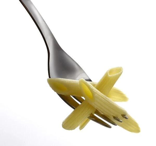 Penne pasta on a fork