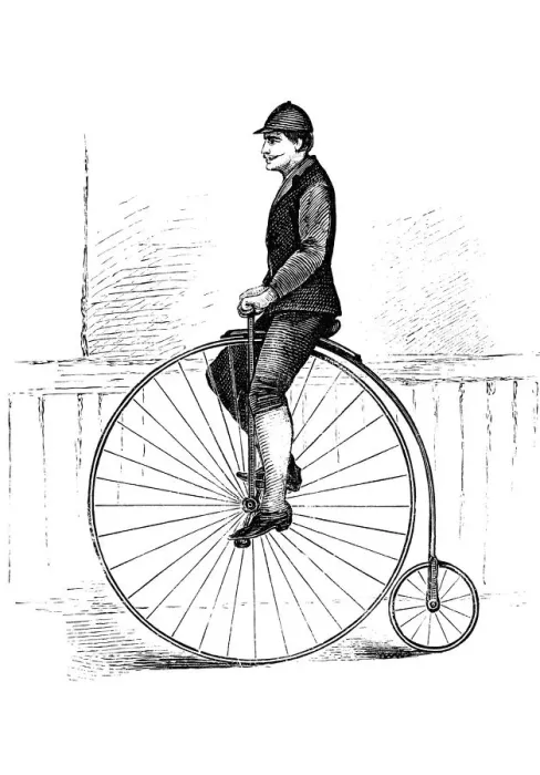 Framed Print : Penny farthing bicycle - first exercise Framed Print : Penny farthing bicycle - first exercise