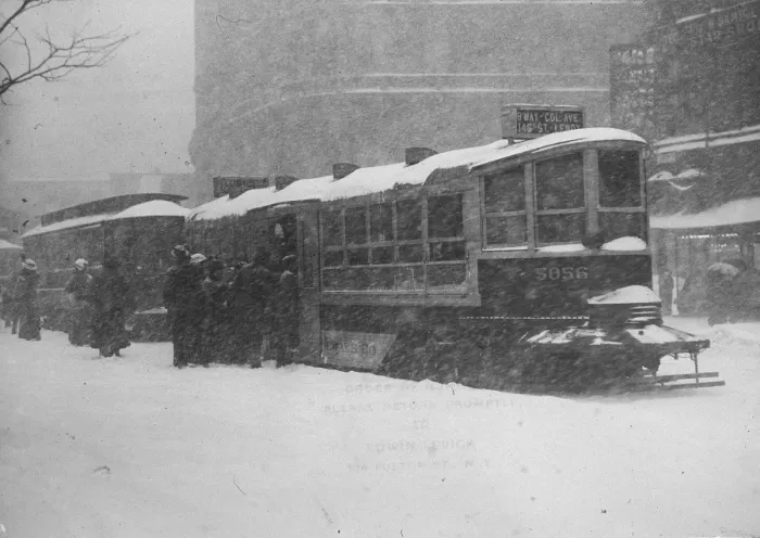 Framed Print : People Boarding Street Cars In NYC Framed Print : People Boarding Street Cars In NYC