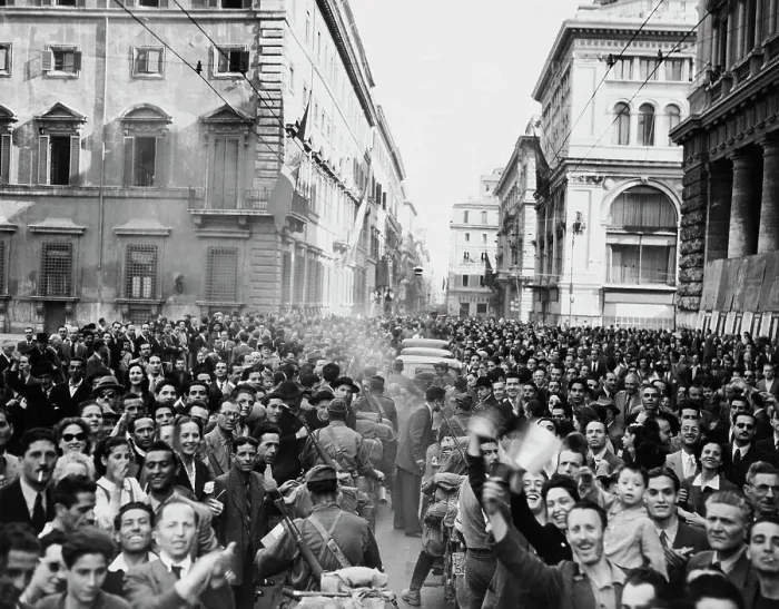 Framed Print : People Cheering US Fifth Army Framed Print : People Cheering US Fifth Army