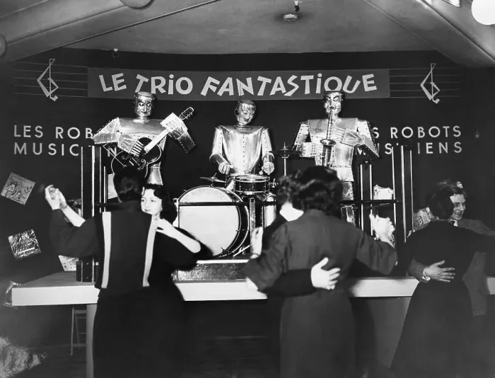 Framed Print : People Dancing To Robot Band In Paris