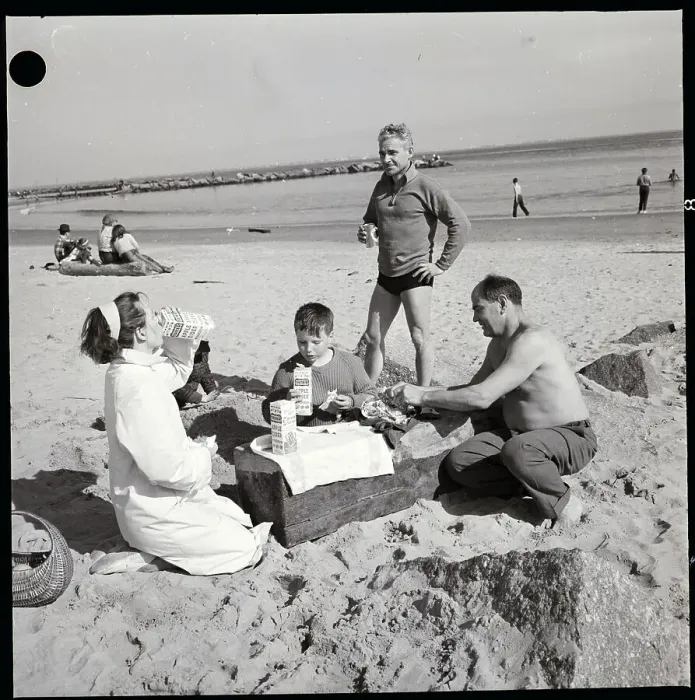Framed Print : People Eating At Beach Framed Print : People Eating At Beach