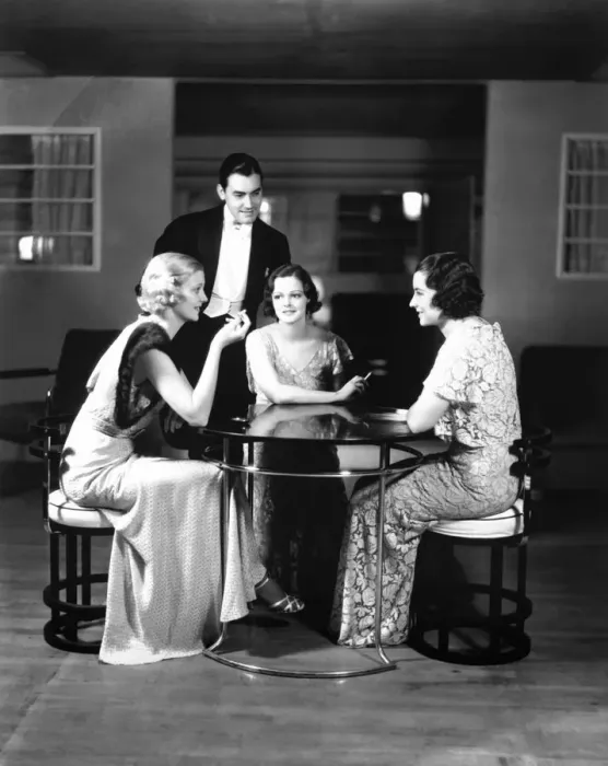 Framed Print : People in eveningwear at table (B&W)