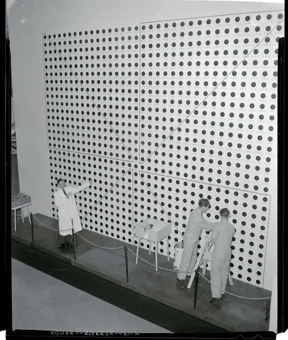 Framed Print : People Examining a Replica Atomic Reactor Framed Print : People Examining a Replica Atomic Reactor