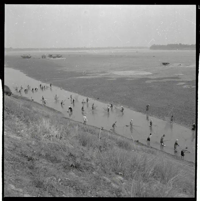 Framed Print : People Fishing in Mekong River Framed Print : People Fishing in Mekong River