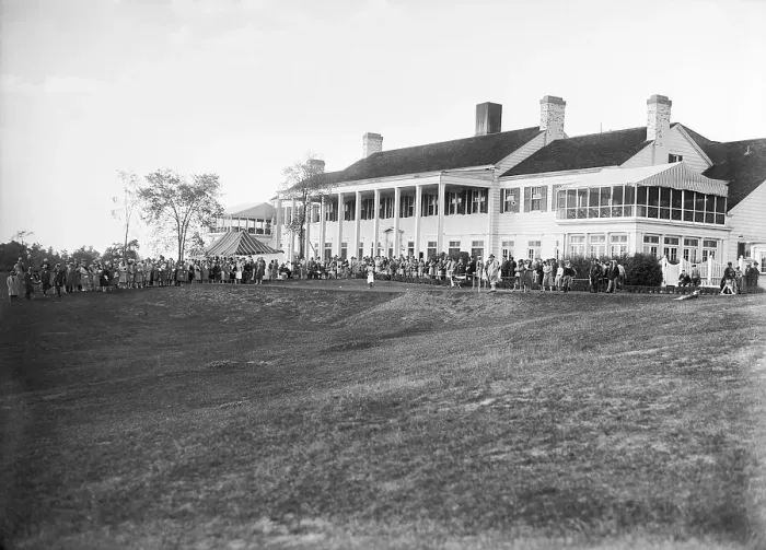 Framed Print : People Gathering at the First Tee on a Golf Course Framed Print : People Gathering at the First Tee on a Golf Course