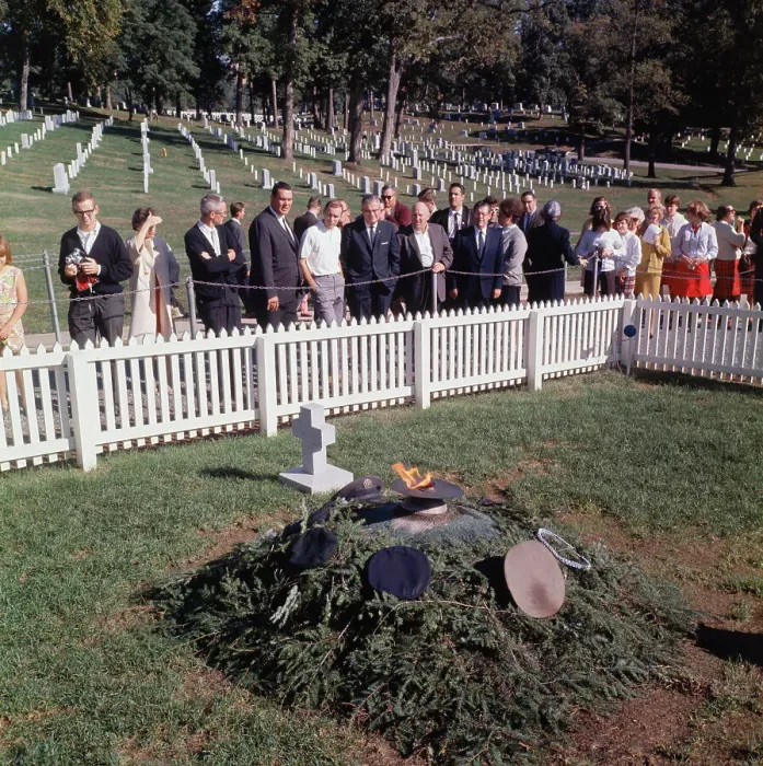 Framed Print : People Gathering at the Kennedy Grave Framed Print : People Gathering at the Kennedy Grave
