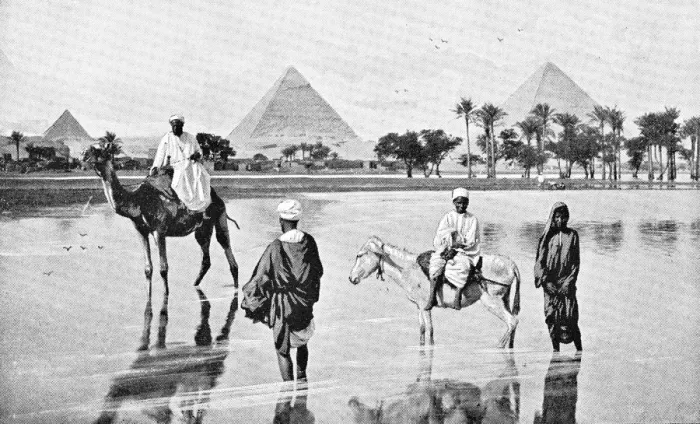 Framed Print : People at the Great Pyramids in Giza, Egypt - Ottoman Empire Framed Print : People at the Great Pyramids in Giza, Egypt - Ottoman Empire