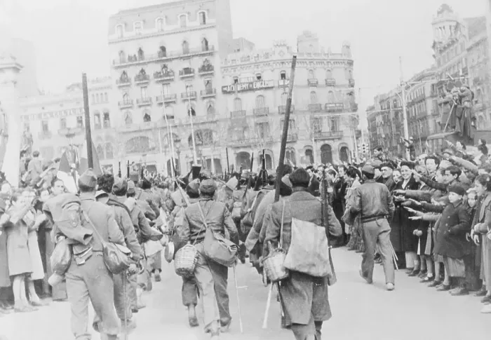 Framed Print : People Greeting Francisco Franco's Soldiers Framed Print : People Greeting Francisco Franco's Soldiers